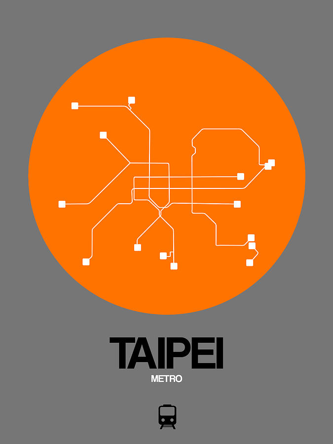 Map Digital Art - Taipei Orange Subway Map by Naxart Studio
