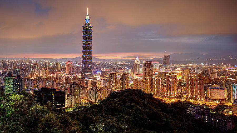 Taipei Skyline from Elephant Mountain Photograph by Dave Wilson