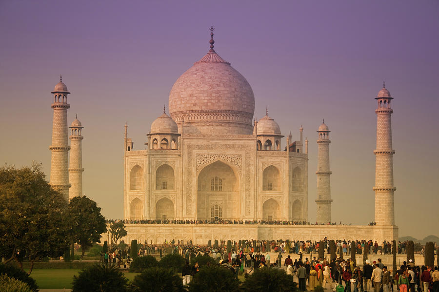 Taj Mahal View With People At Dusk By Artur Debat