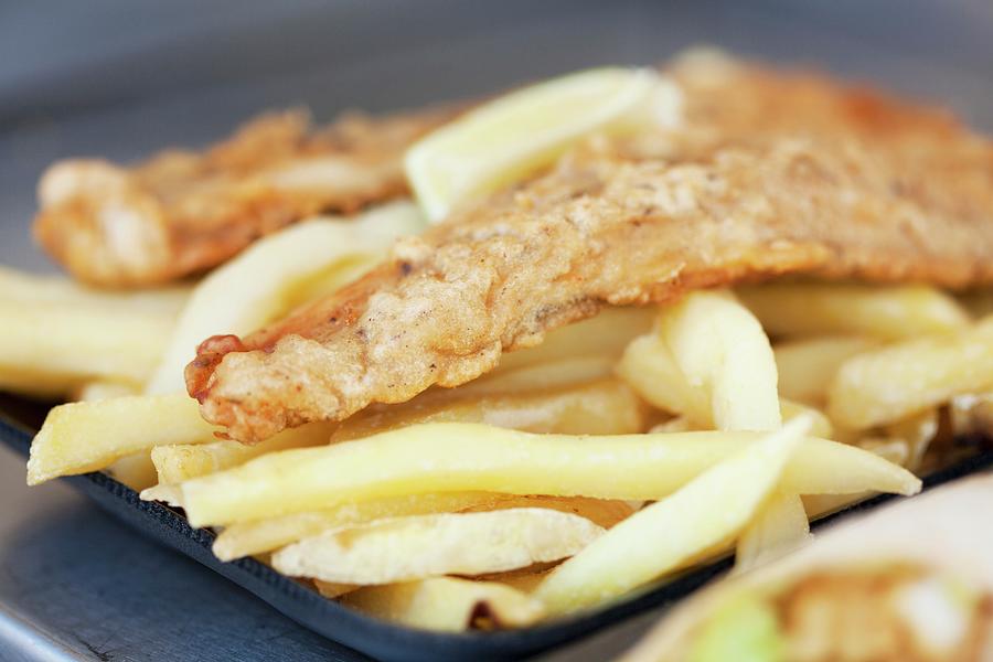 Fish Photograph - Takeaway Fish And Chips At A Market by Creative Photo Services
