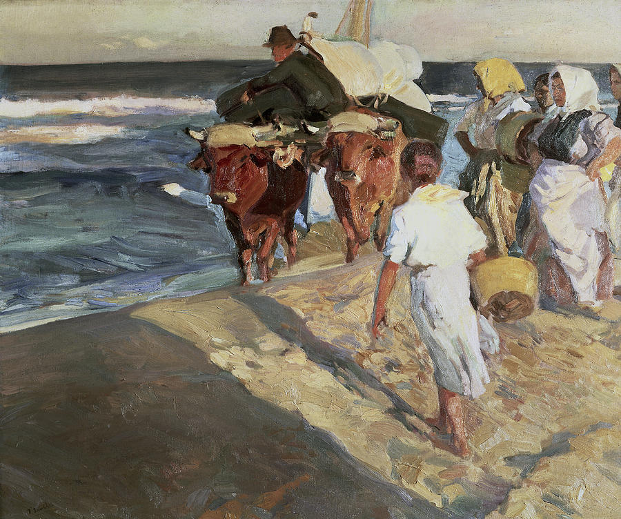 Joaquin Sorolla Y Bastida Painting - Taking Out The Boat By Bastida by Artist - Joaqun Sorolla Y Bastida
