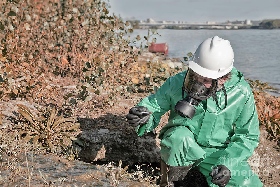 Taking Sample Of Polluted Mud Photograph by Microgen Images/science Photo Library