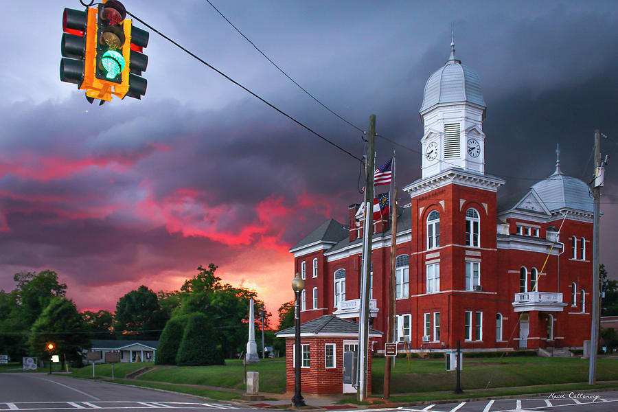Taliaferro County Courthouse Thunderstorms At Sunset Crawfordville Georgia Art Photograph by Reid Callaway