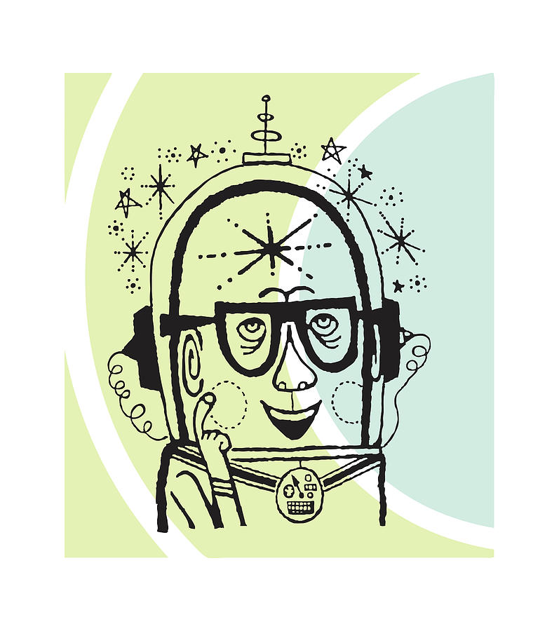 Science Fiction Drawing - Talking Astronaut in Glasses by CSA Images