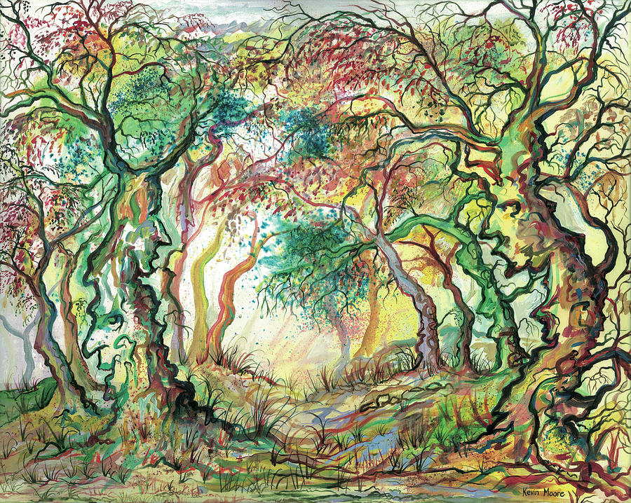 Talking Trees Painting by Kevin Derek Moore