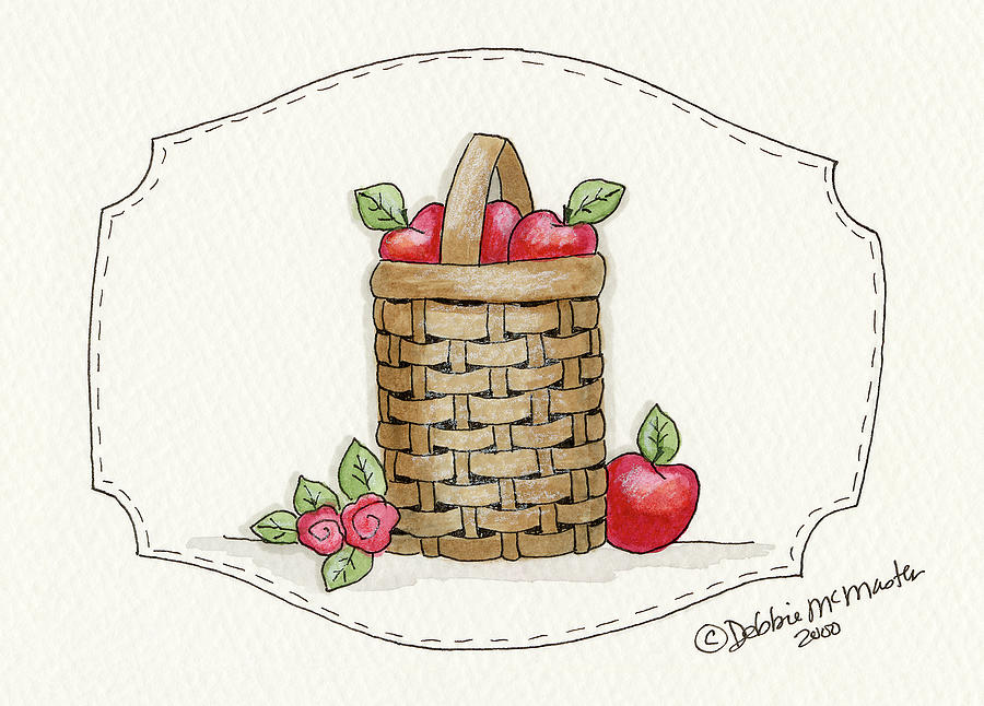 Basket Of Apples Painting - Tall Apple Baskets by Debbie Mcmaster