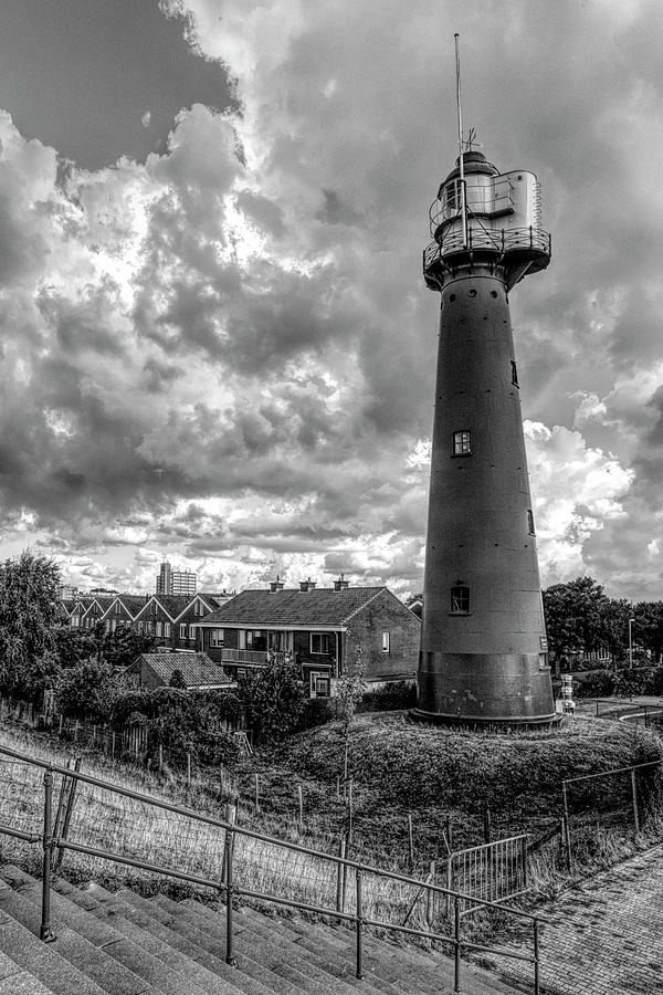 Tall Lighthouse in Holland Black and White Photograph by Debra and Dave Vanderlaan