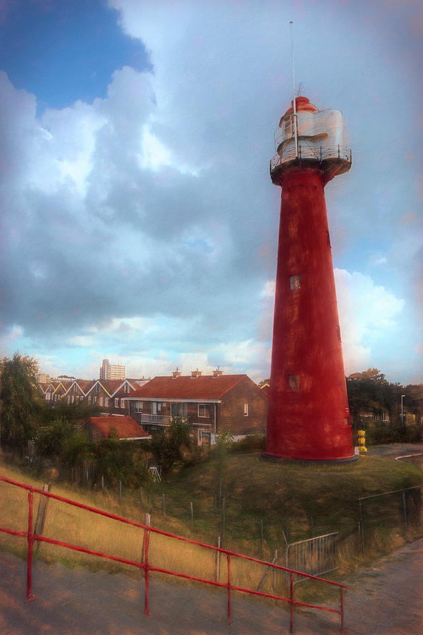 Tall Red Lighthouse in Holland Nautical Painting Photograph by Debra and Dave Vanderlaan