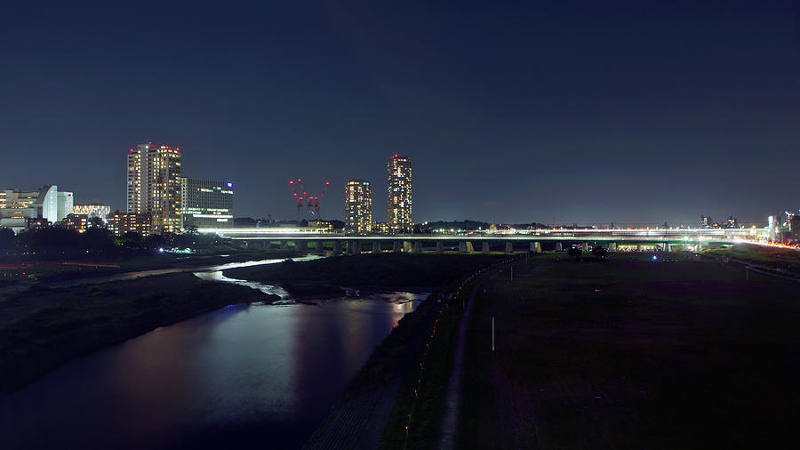 Tama River Night View Photograph by Digipub
