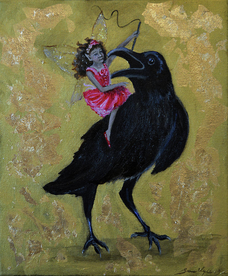 Fairy Painting - Taming Of The Crow by Sue Clyne