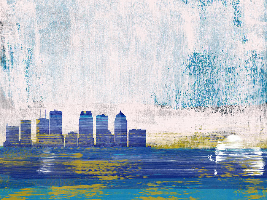 Tampa Mixed Media - Tampa Abstract Skyline I by Naxart Studio