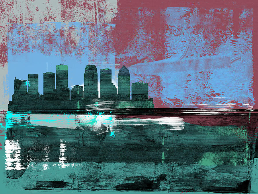 Tampa Mixed Media - Tampa Abstract Skyline II by Naxart Studio Tampa Mixed Media - Tampa Abstract Skyline II by Naxart Studio