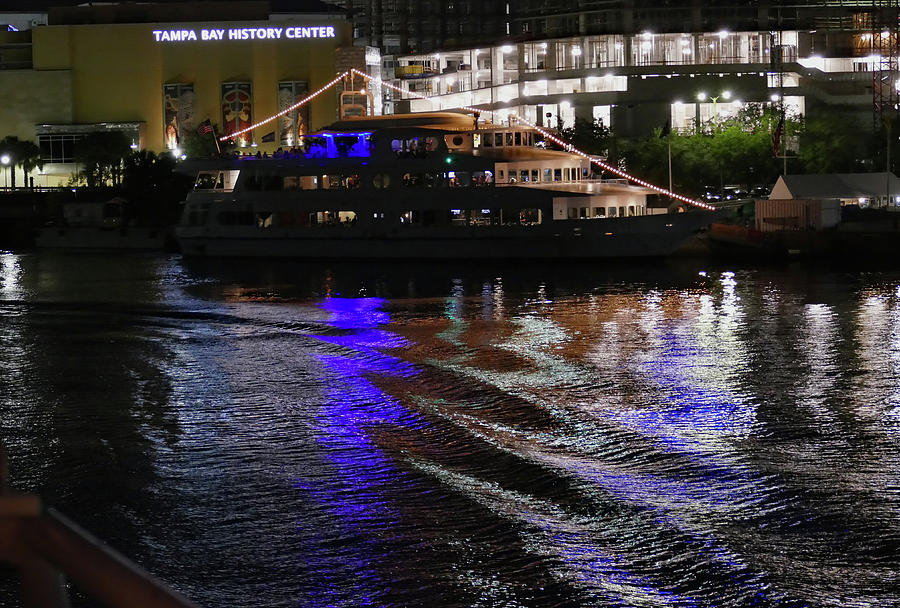 Tampa Channel at Night Photograph by Margaret Zabor