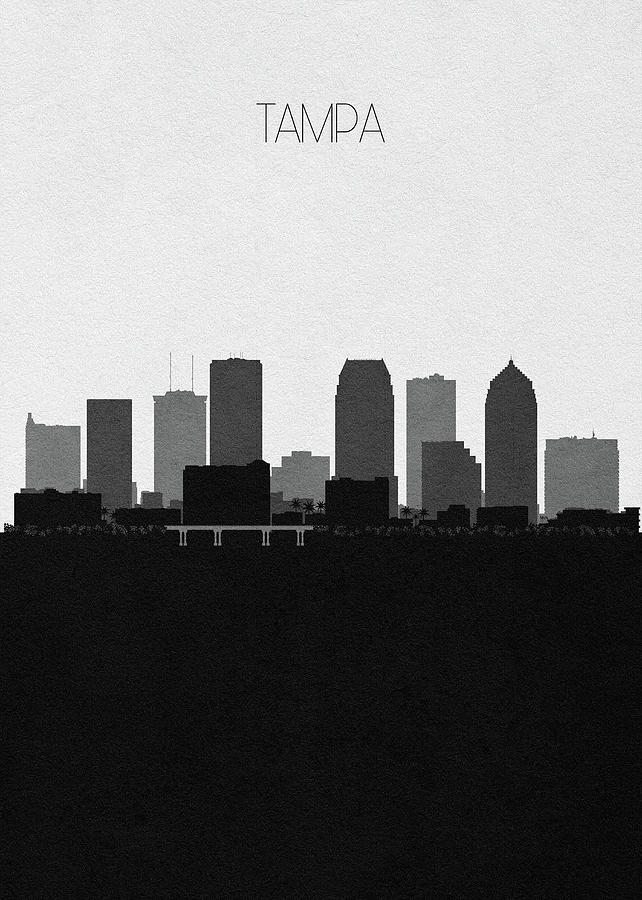 Tampa Cityscape Art Digital Art by Inspirowl Design