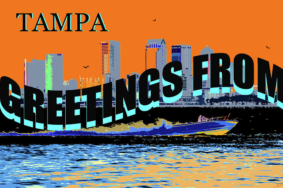 Tampa custom post card Mixed Media by David Lee Thompson