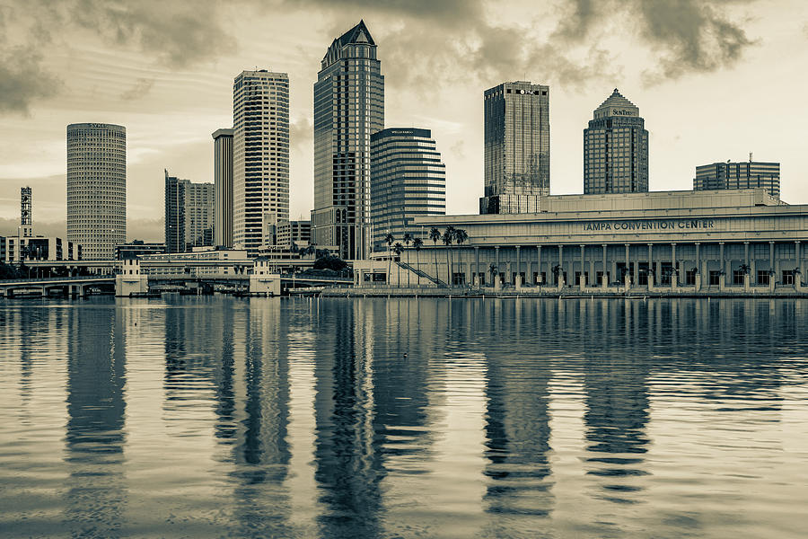America Photograph - Tampa Skyline Sepia Architecture on the Bay by Gregory Ballos