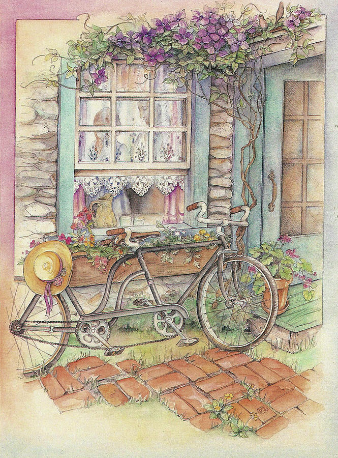 Bicycle Painting - Tandem by Kim Jacobs