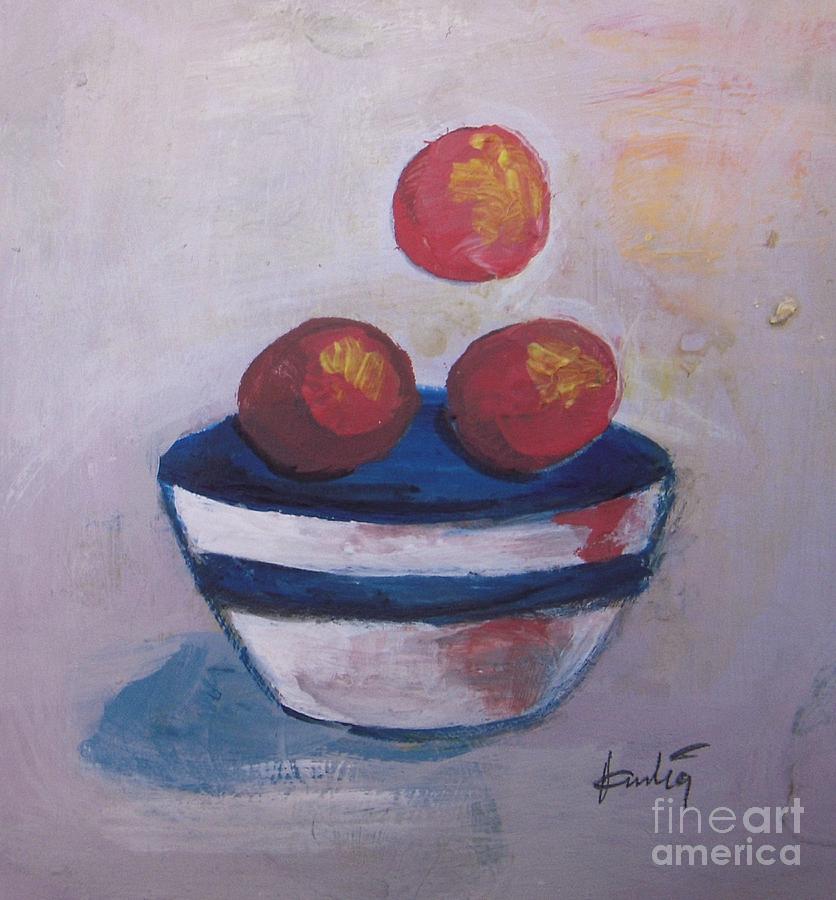 Tangerine and Bowl  Painting by Vesna Antic