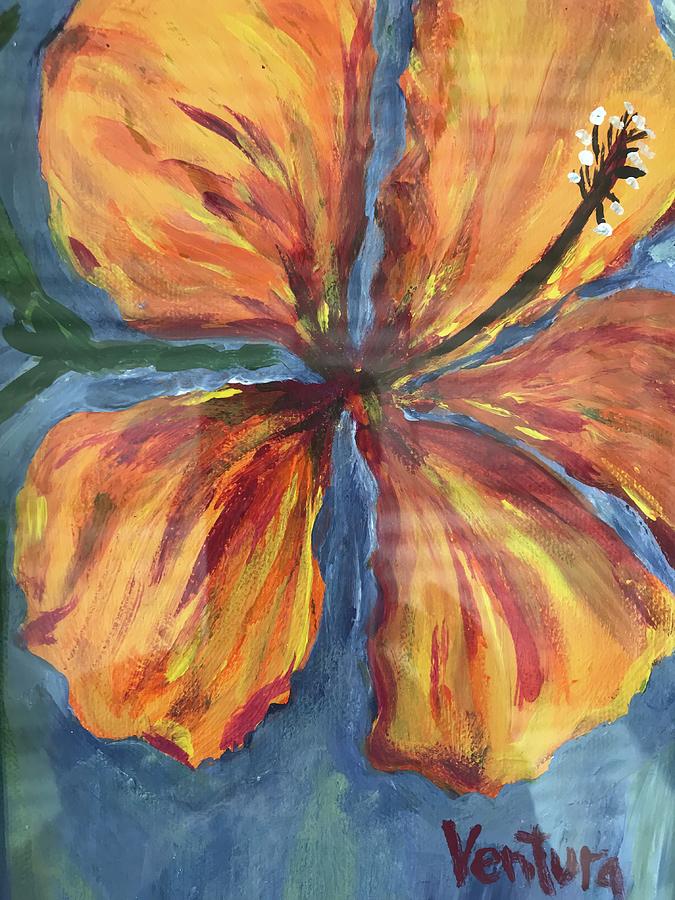 Tangerine-colored Hibiscus Painting by Clare Ventura