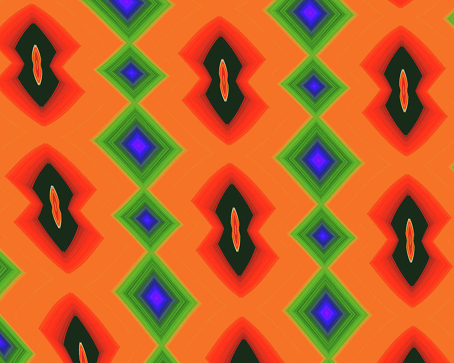 Abstract Painting - Tangerine Green Pattern by Mike Morren
