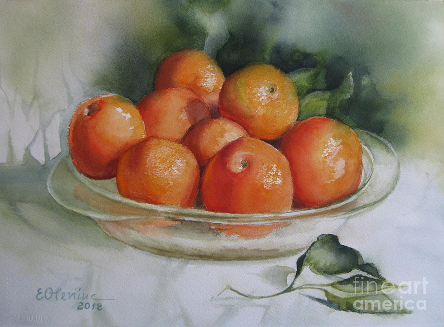 Tangerines Painting by Elena Oleniuc