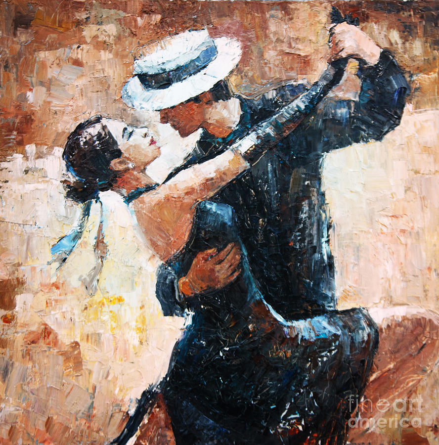 Dress Digital Art - Tango Dancers Digital Painting Tango by Maria Bo