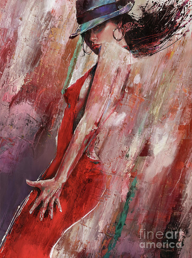 Tango Girl with hat 03 Painting by Gull G