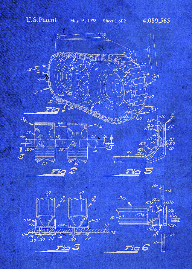 Tank Tread Vehicle Vintage Patent Blueprint Mixed Media by Design Turnpike