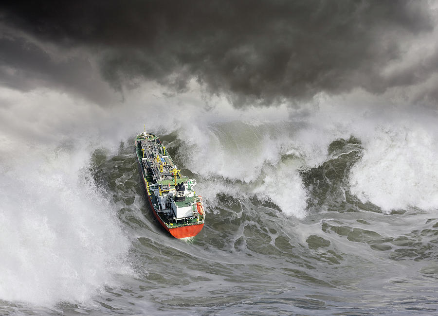 Tanker In Ocean Storm Photograph by John Lund