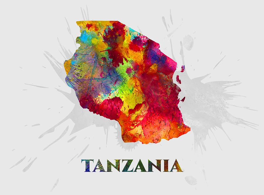 Tanzania Map Artist Singh Mixed Media By Artguru Official Maps 3994
