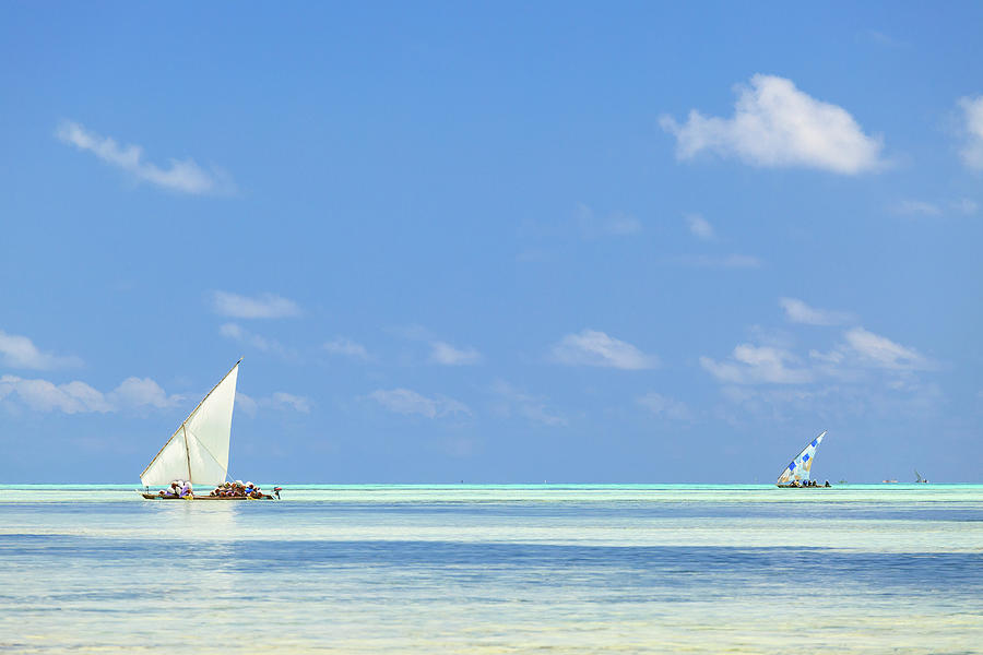 Tanzania, Zanzibar, Fishing Boats Digital Art by Nick Ledger