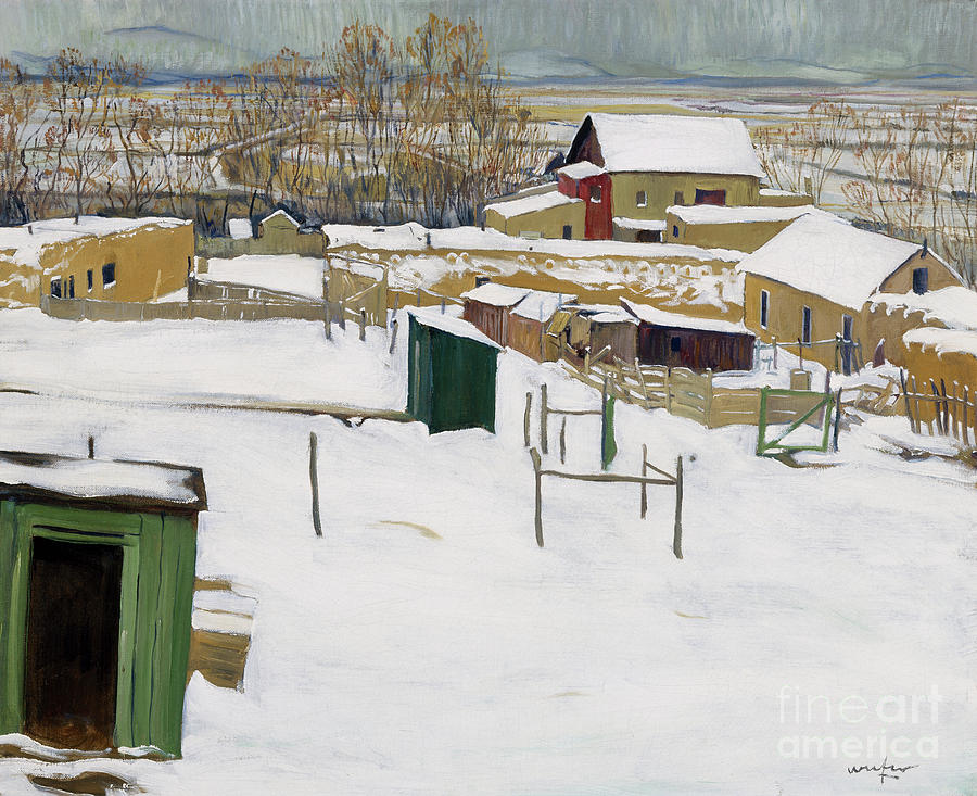Taos in the Snow Painting by Walter Ufer