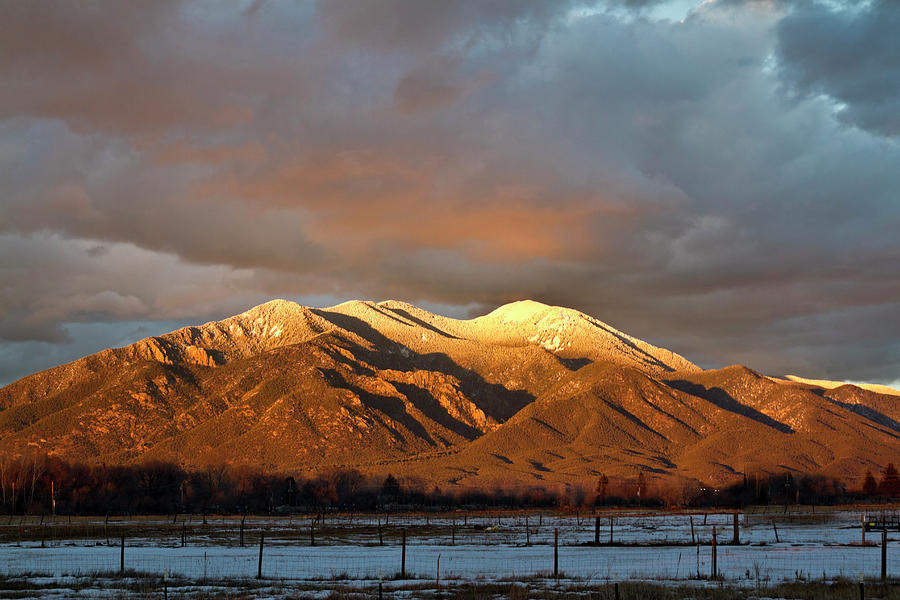Taos Mountain In Winter Photograph