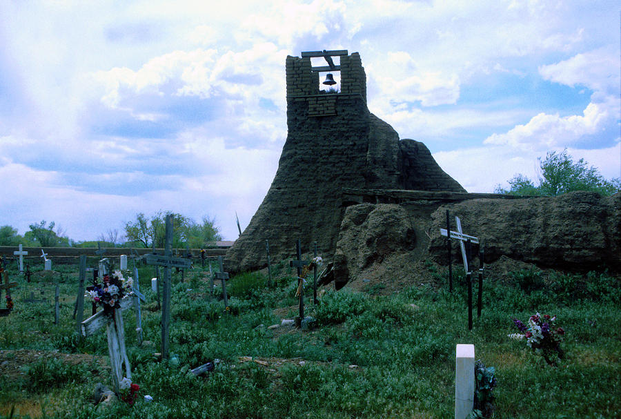 Taos Pueblo Cemetery and Bell Tower Photograph by Rein Nomm