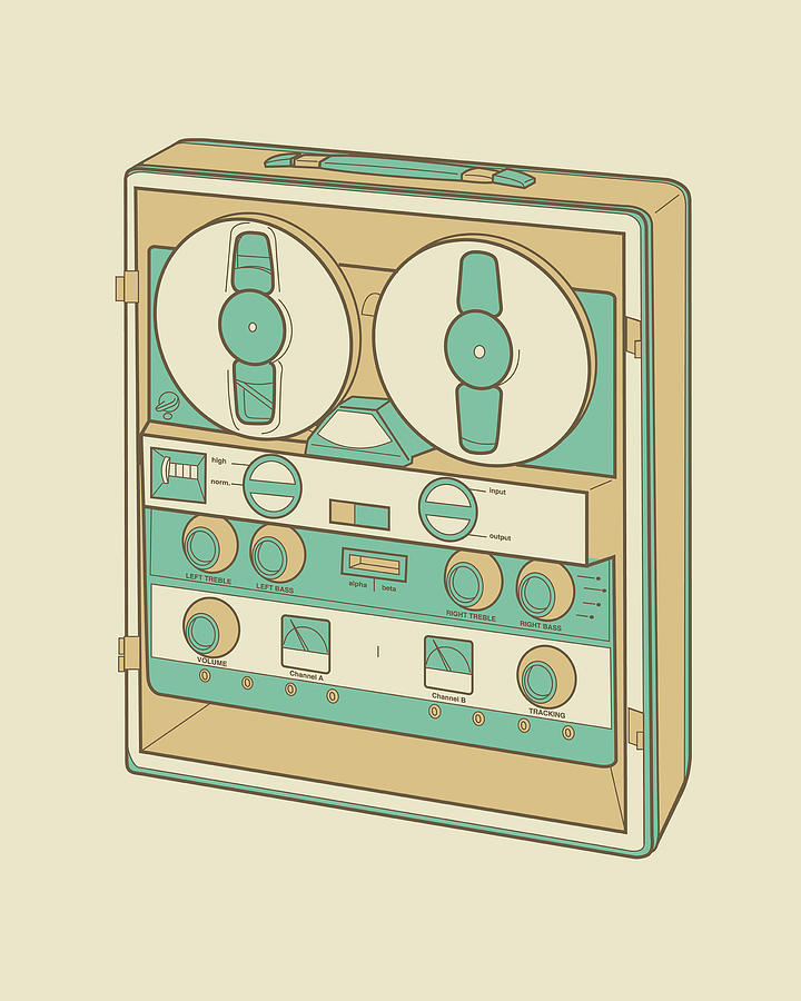 Vintage Drawing - Tape Recorder by CSA Images