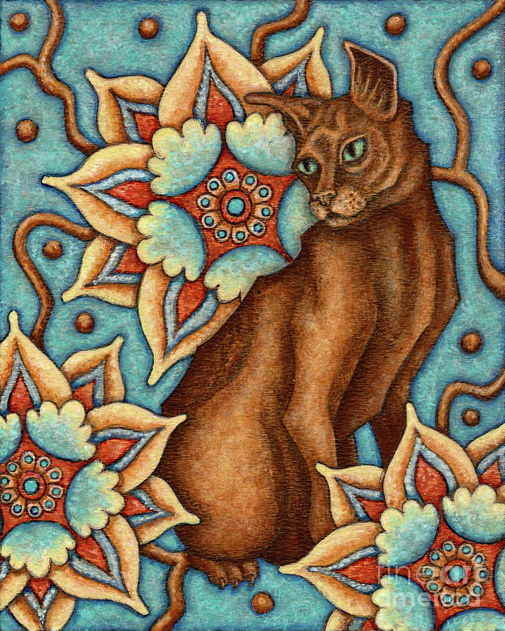 Tapestry Cat Painting by Amy E Fraser