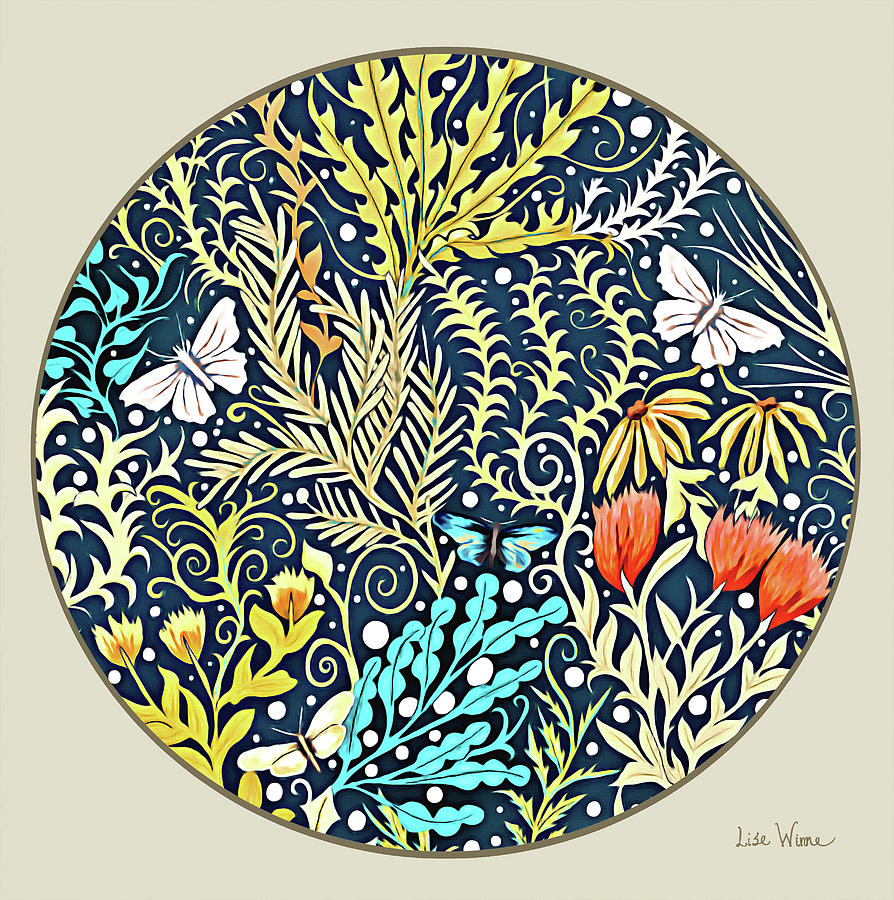 Tapestry Design Button Digital Art by Lise Winne