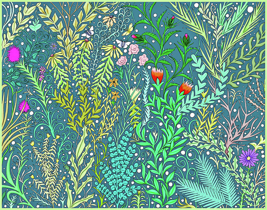 Tapestry Design in Persian Blue  Digital Art by Lise Winne