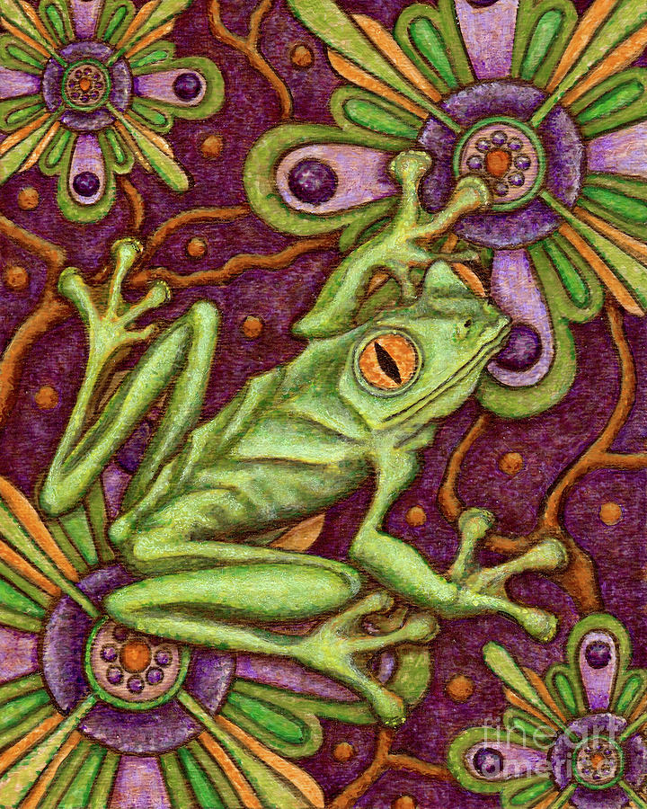 Tapestry Frog Painting by Amy E Fraser