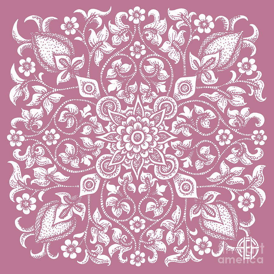 Tapestry Square 12 Rose Silk Drawing by Amy E Fraser