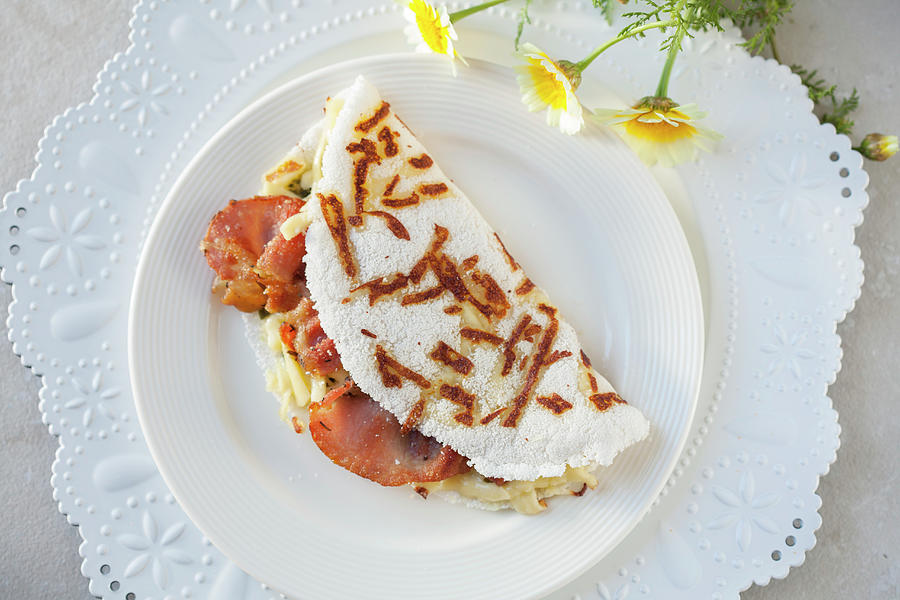 Tapioca Filled With Halloumi Cheese And Bacon brazil Photograph by Creative Photo Services