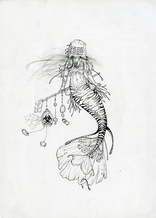 Mermaid Drawing - Tarnished Beauty by Josalin Breault grade 8 by California Coastal Commission