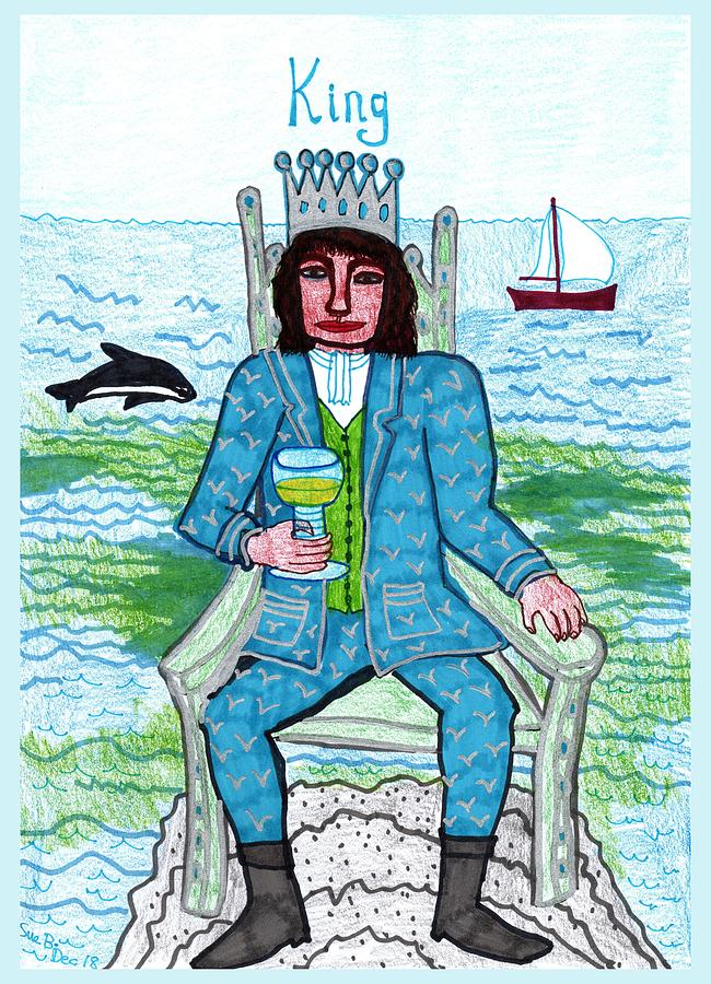 Tarot Drawing - Tarot of the Younger Self King of Cups by Sushila Burgess Tarot Drawing - Tarot of the Younger Self King of Cups by Sushila Burgess