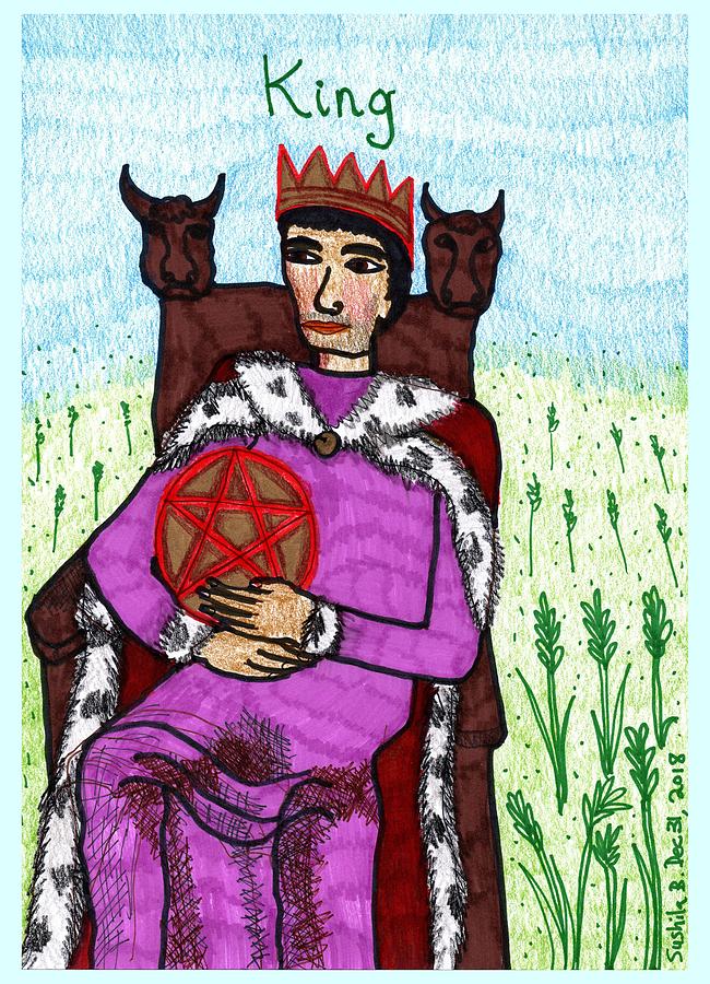 Tarot Drawing - Tarot of the Younger Self King of Pentacles by Sushila Burgess Tarot Drawing - Tarot of the Younger Self King of Pentacles by Sushila Burgess