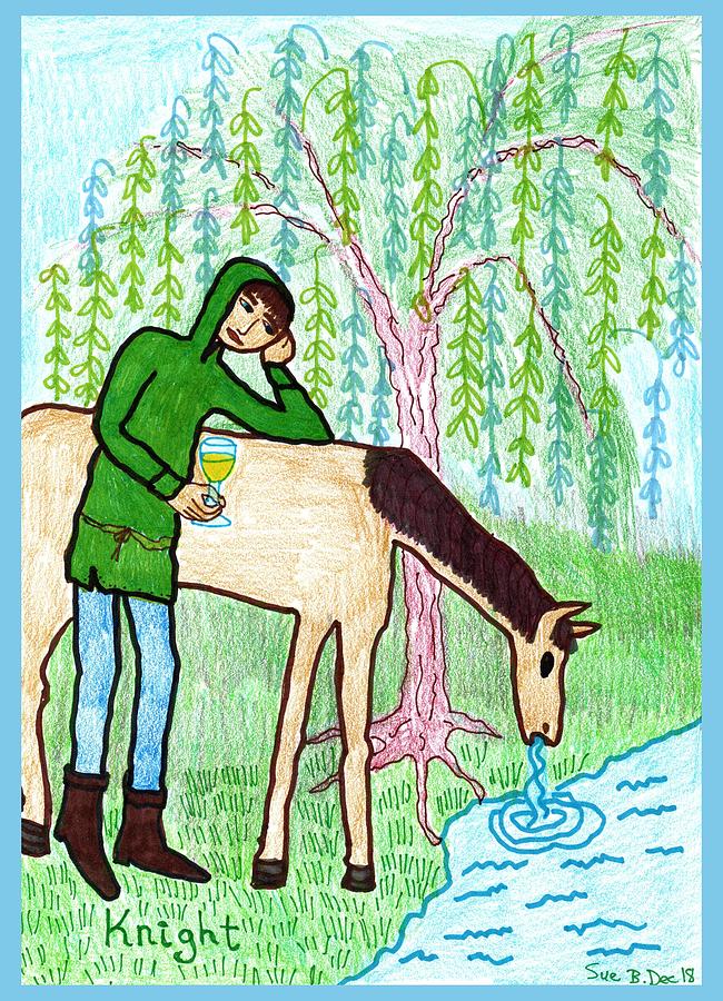 Tarot Drawing - Tarot of the Younger Self Knight of Cups by Sushila Burgess Tarot Drawing - Tarot of the Younger Self Knight of Cups by Sushila Burgess