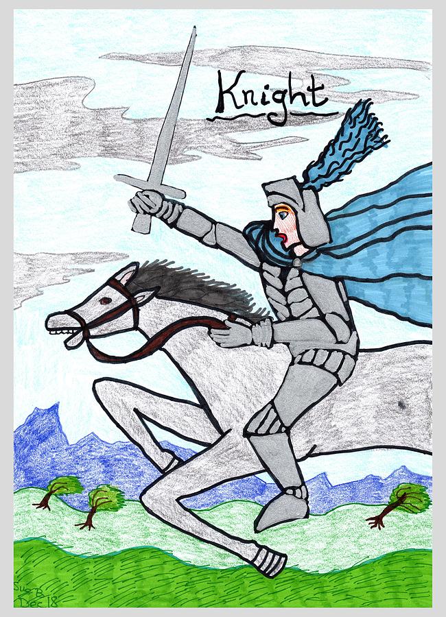 Tarot Drawing - Tarot of the Younger Self Knight of Swords by Sushila Burgess Tarot Drawing - Tarot of the Younger Self Knight of Swords by Sushila Burgess