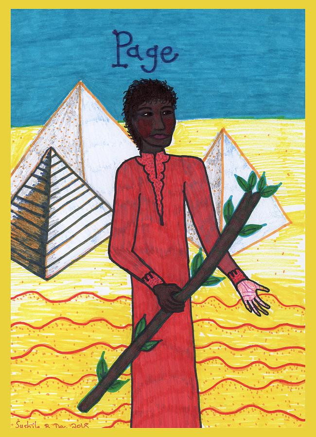 Tarot Drawing - Tarot of the Younger Self Page of Wands by Sushila Burgess Tarot Drawing - Tarot of the Younger Self Page of Wands by Sushila Burgess