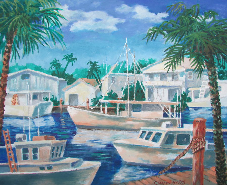 Fishing Painting - Tarpon Springs Harbor #1 by Tony Caviston