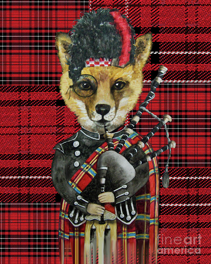 Tartan Foxy Fox Mixed Media by Monica LaTanya - Pixels