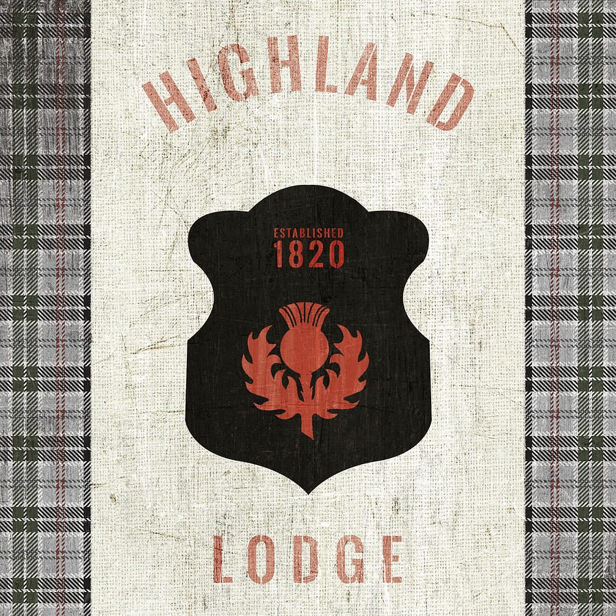 Black Painting - Tartan Lodge Shield I by Wild Apple Portfolio Black Painting - Tartan Lodge Shield I by Wild Apple Portfolio